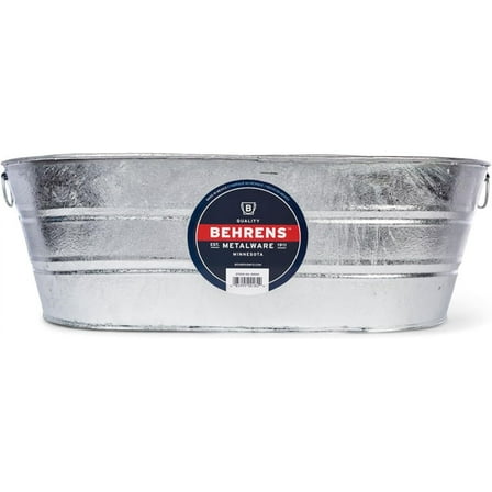 16 Gallon Round Galvanized Weatherproof Steel Tub with Wire Handle and Offset Bottom for Indoor Home and Outdoor Garden Use, Silver