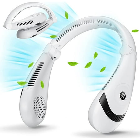 

Neck Fan Portable Foldable Bladeless Neck Fans Intelligent LED Digital Display 3 Speeds Adjustable 5000 mAh Rechargeable Battery Folding USB Hands Free Fan for Travel Essentials