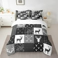 thumbnail image 2 of Manfei Wildlife Deer 7-Piece Bedding Comforter Set,Geometric Buffalo King Bedding Sets,Black White Ultra Soft Bed Sheets,Super Cozy Abstract Room Decor,Reversible, 2 of 8