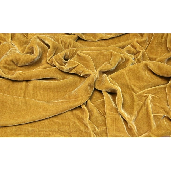 DECORATIVE SILK INC. SILK RAYON VELVET SOLID FABRIC 45” WIDE By The Yard (GOLD )