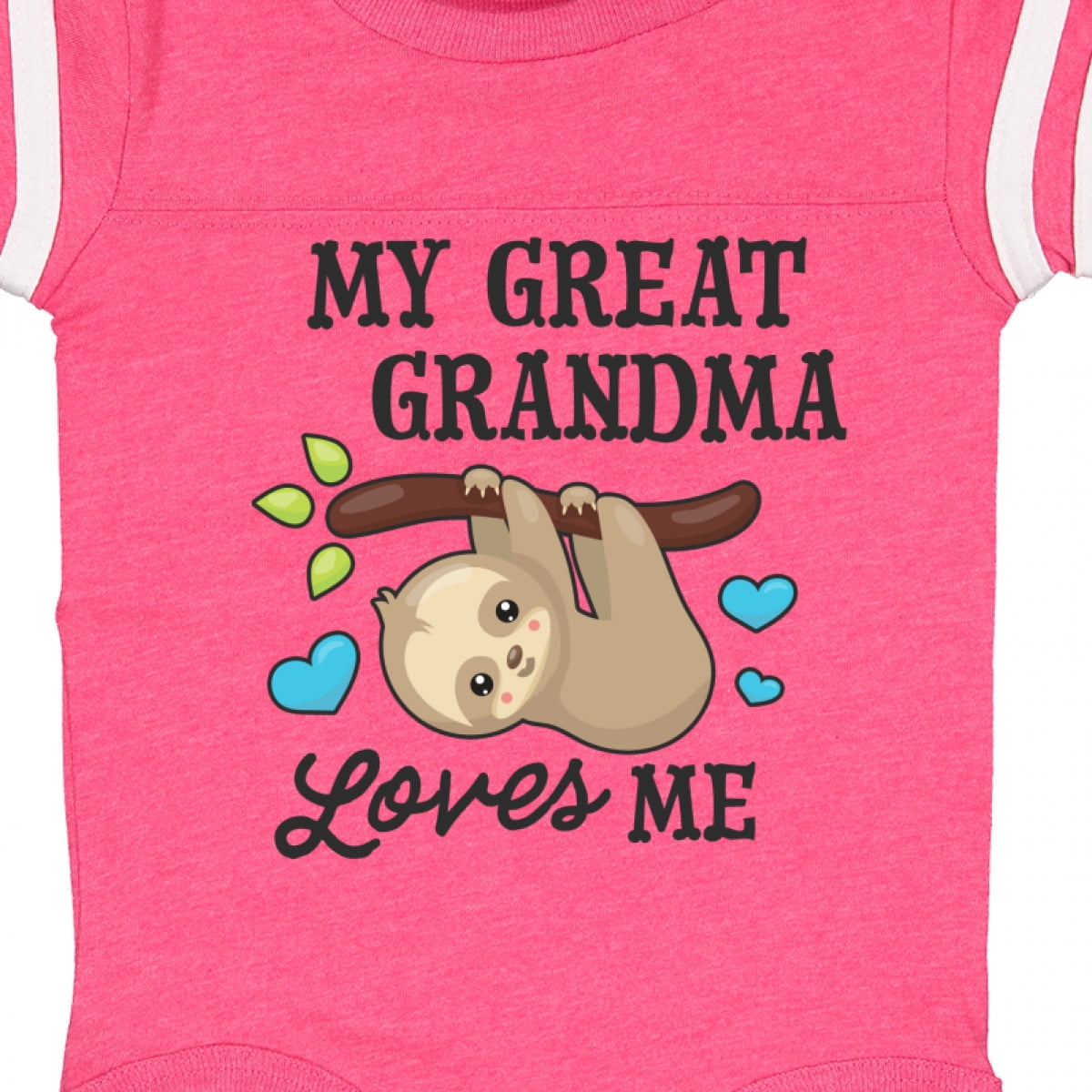 Inktastic My Great Grandma Loves Me with Sloth and Hearts Boys or Girls Baby Bodysuit