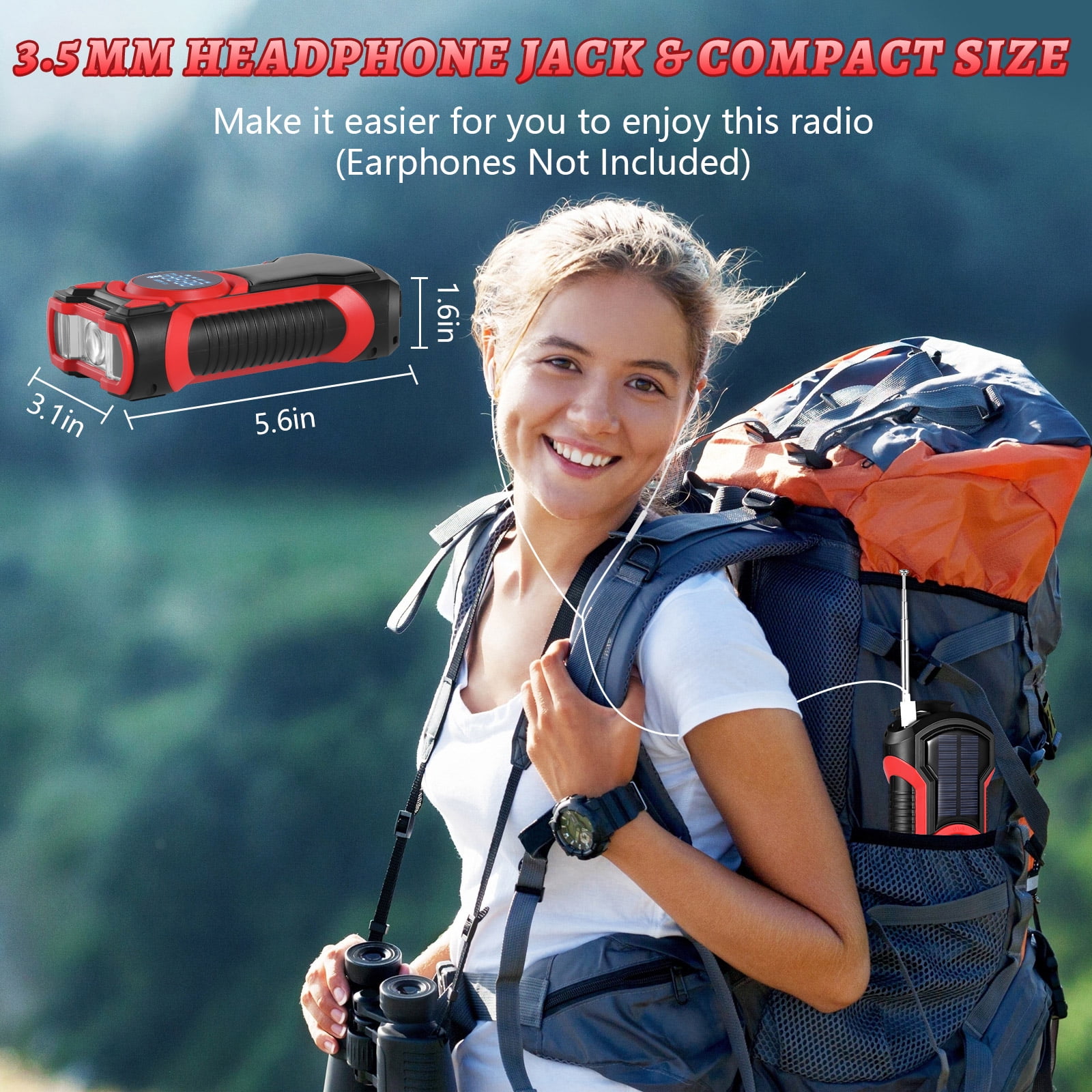 GEAK NOAA Weather Radio Solar Hand Crank Emergency Radio with Power Bank/SOS Alarm/Bluetooth Speaker/Flashlight for Home & Outdoor Hiking Camping Emergencies