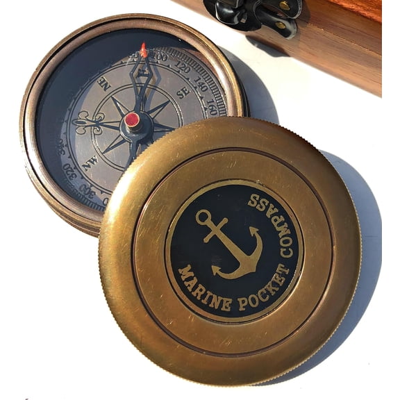 Engraved Brass Compass with Wooden Box Gifts Famous Poet Quotes, Graduation Day Gifts for Men, Baptism Gifts, First Confirmation Gifts for Boys