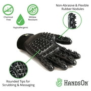 HandsOn Pet Grooming Gloves - Shedding, Bathing, Daily Grooming Gloves - Gentle Brush for Cats, Dogs, and Horses, Black Large