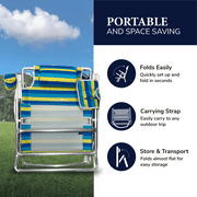 Caribbean Joe 5 Position Reclining Beach Chair, Blue Yellow Stripes
