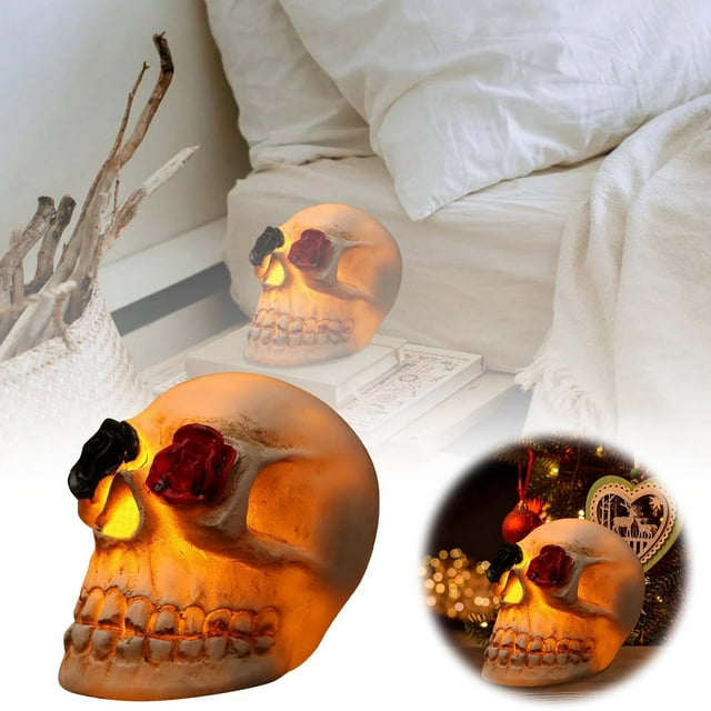 Head Decoration With LED Lights For Bar Resin Skeleton Head Ornament For Color Changing Night Light for Your Room Boys Projector Night Lights Kids Table Lamp Night Light Bulbs 4