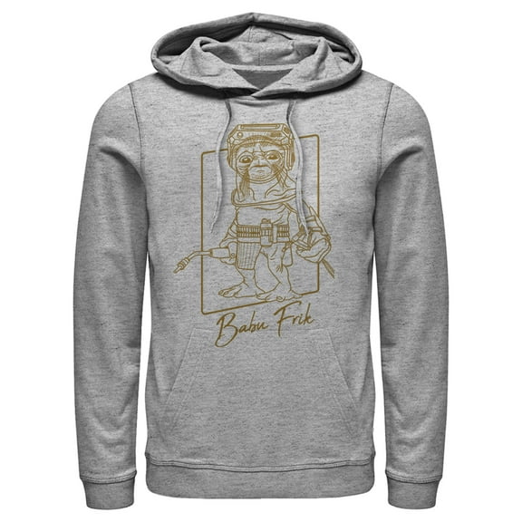 Men's Star Wars: The Rise of Skywalker Babu Frik Outline  Pull Over Hoodie Athletic Heather 3X Large