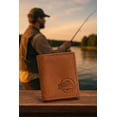 thumbnail image 2 of MARSHAL Genuine Leather RFID Blocking Bass Fish Wallet for Men  Bifold & Trifold Fishing Wallets with Debossing Design Trifold Brown, 2 of 9