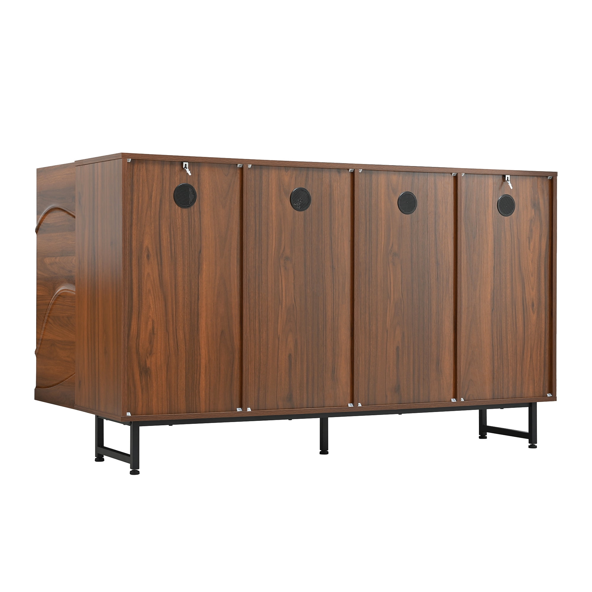 Aukfa 59" Wave Relief Sideboard Cabinet,Modern Storage Buffet Cabinet for Dining Room, Living Room, Entryway,Walnut
