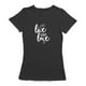 "Vivez l'Amour" Citation Italique Blanche à Moyenne Police T-shirt Noir pour Femmes – image 1 sur 1