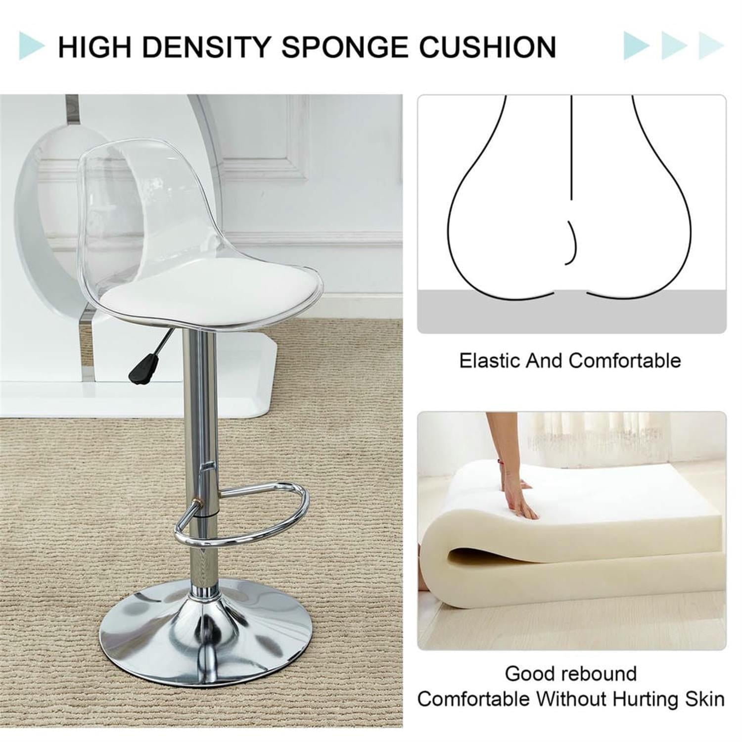 Demi Bonn 39" Adjust Counter Height Bar Stools Set of 2, Swivel Barstools with Back, Kitchen Island Countertop Chairs for Dining Room, White