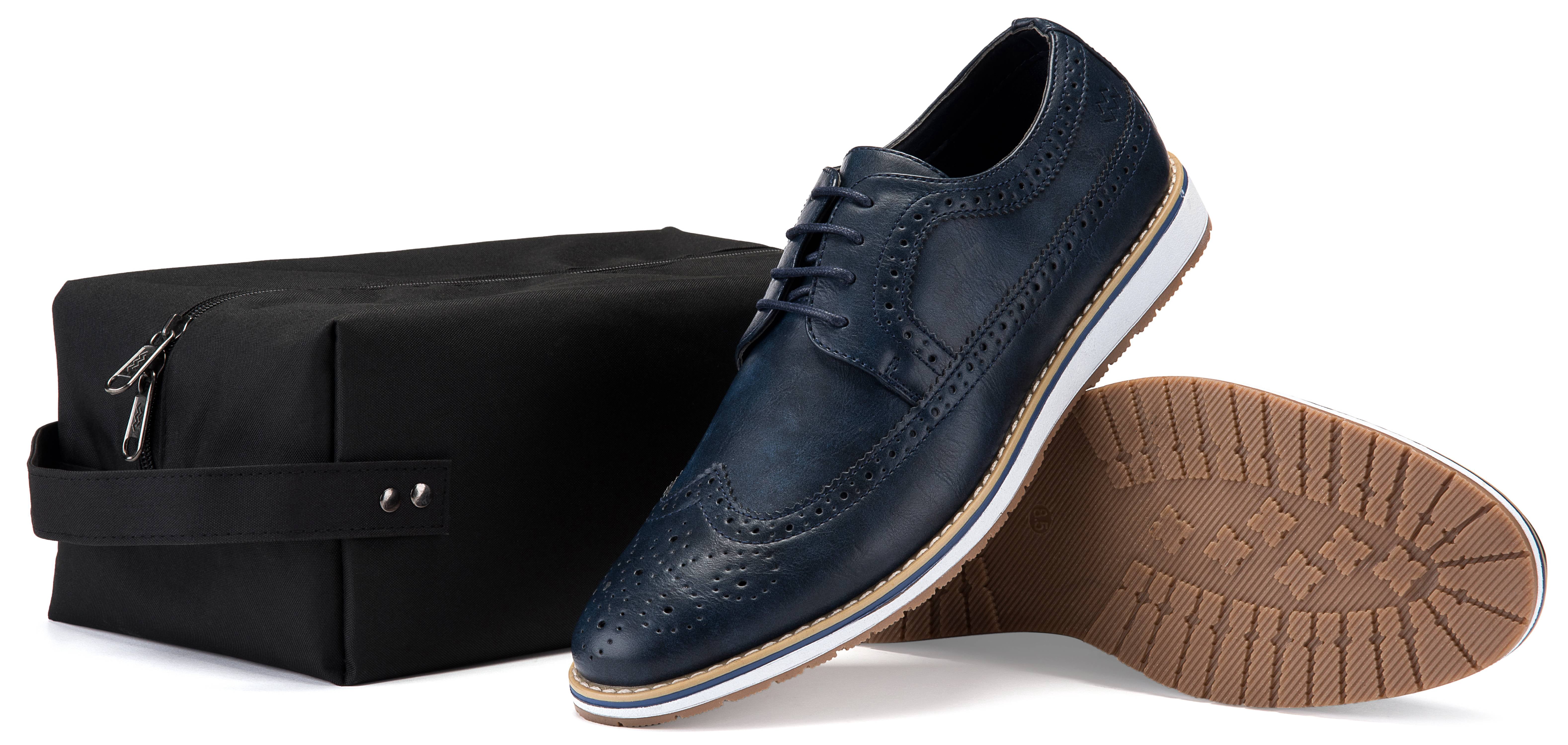 Mio Marino Classic Wingtip Oxford Dress Shoes for Men w/ Elegant Shoe Bag