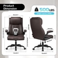 thumbnail image 2 of COOLHUT Big and Tall Office Chair 500LBS, Comfy Heavy Duty Executive Desk Chair with Adjustable Lumbar Support, Higth Back Computer Home Office Chair with Padded Flip -up Arms, Coffee, 2 of 9