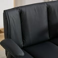 thumbnail image 6 of HUJHKIO Cross Legged Office Chair with Flip-Up Arms, Wide Swivel Chair, 360° Rolling Ergonomic Desk Chair, Adjustable Comfy Leather Seat for Home Office, Vanity & Study, Supports 300 lbs, Black, 6 of 9