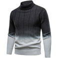 thumbnail image 5 of Mens Turtleneck Sweater Long Sleeve Knit Pullover Knit Casual Sweatshirts Gradient Color Slim Fit Basic Tops Outfit (3XL, Dark Gray), 5 of 5