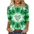thumbnail image 4 of Craaazy Ladies' Round Neck 3/4 Sleeve T-shirt Loose Holiday Long Sleeved Tops Gifts, 4 of 5