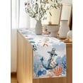 thumbnail image 5 of Ocean Anchors Table Runner, Orange Blue Summer Sea Corals Shells Starfish Cotton Linen Kitchen Table Decoration Washable Dining Tabletop Runners for Home Party Decor 16x72 Inches, 5 of 9