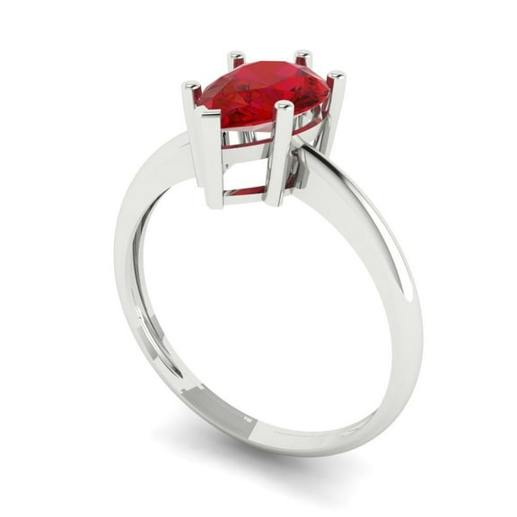 1.5 ct Pear Cut Simulated Pink Tourmaline Solitaire Engagement Ring for Women in 18K White Gold