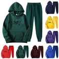thumbnail image 2 of UPPADA Hoodies Tracksuit Sweatsuit Sweatshirt and Sweatpant for Women Men 2 Piece Sets Pullover Sweater Fall Savings Purple,L, 2 of 3