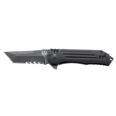 CRKT Ruger 2-Stage Compact R2104K Folding Knife with Black Stonewash Finish 8Cr13MoV Stainless Steeel Blade with Veff Serrations and Stainless Steel