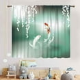 thumbnail image 3 of Koi Fish Curtains, Traditional Japanese Koi Carp Fish Printed Oriental Asian Style Retro Green Teal Curtains Drapes Treatmens for Bedroom Living Room Kitchen Bathrooom Windows 2 Panels, 52"x84" Inch, 3 of 5
