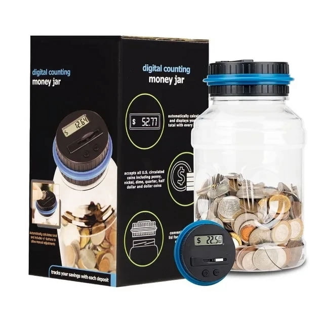 Alcancía electrónica, contador de monedas, digital, LCD, conteo de monedas, caja de ahorro de dinero, tarro, caja de almacenamiento de monedas para USD, EURO, regalos de dinero del Reino Unido