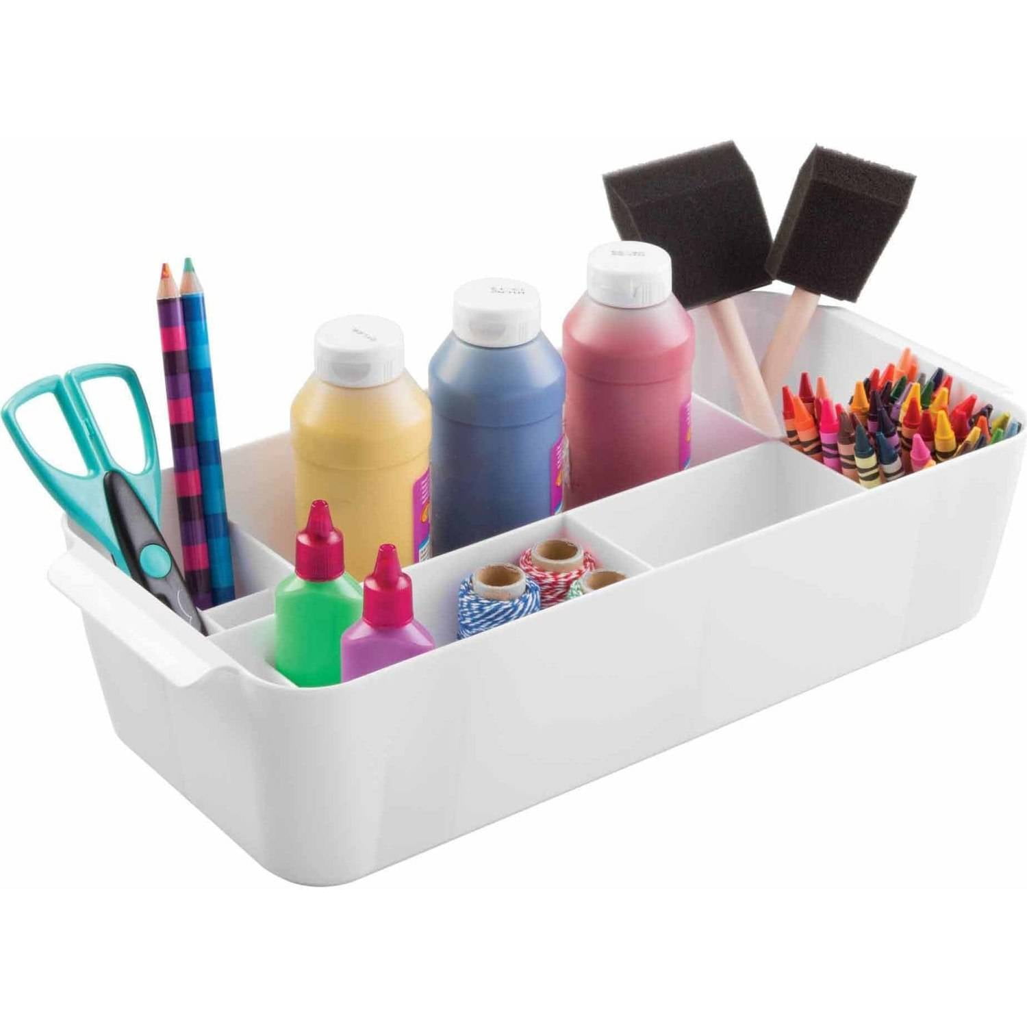iDesign Clarity Large Divided Cosmetic Bin, White