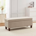 thumbnail image 2 of Ornavo Home Storage Ottoman Bench Upholstered Rectangle Storage Ottoman with Hinge Lid for Entryway, Bedroom, Living Room, Linen Beige, 2 of 7