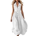 thumbnail image 2 of Shihyeh Ladies' Casual And Fashionable Solid Color Sleeveless Button Up Lapel Dress, 2 of 6