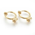 thumbnail image 2 of 2pc Eco-Friendly Brass Clip-on Hoop Earrings For Non-pierced Ears with Brass Spring Findings & Ear Nut Golden 18x13mm Hole: 0.8mm, 2 of 2