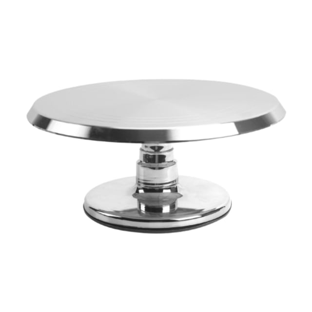 Soporte giratorio para pasteles, base antideslizante, portátil, para decorar cupcakes. Plata