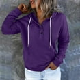 thumbnail image 4 of Patlollav Womens Hooded Tops Solid Color Long-Sleeve Sweatshirt Pullover, 4 of 6