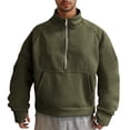 thumbnail image 2 of VSSSJ Half Zip Sweatshirts for Men Relaxed Fit Stand Collar Raglan Long Sleeve Pullover Fleece Lined Casual Solid Simple Fashion Sweatshirt Tops Green S, 2 of 7