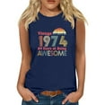 thumbnail image 2 of Nrmvnmi Vintage 50 Birthday Decorations Women 50th Big Day 1974 Tee T-Shirt Graphic Prints Sleeveless Tank Top Round Neck Blouse Top Mothers Day Gifts, 2 of 5