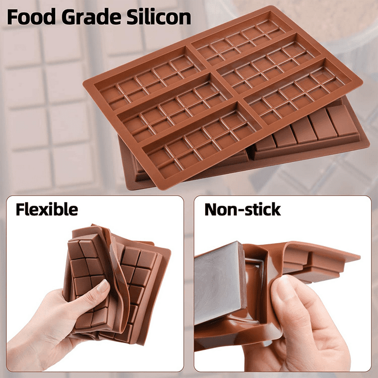 2 Pack Silicone Chocolate Molds, Rectangle Wax Melt Molds Engery