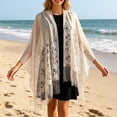 thumbnail image 2 of UDAUDU Shawls and Wraps for Evening Dresses Scarfs for Women Wedding Formal Shawl Lace Cardigan Summer Floral Print Shawls Beige, 2 of 5