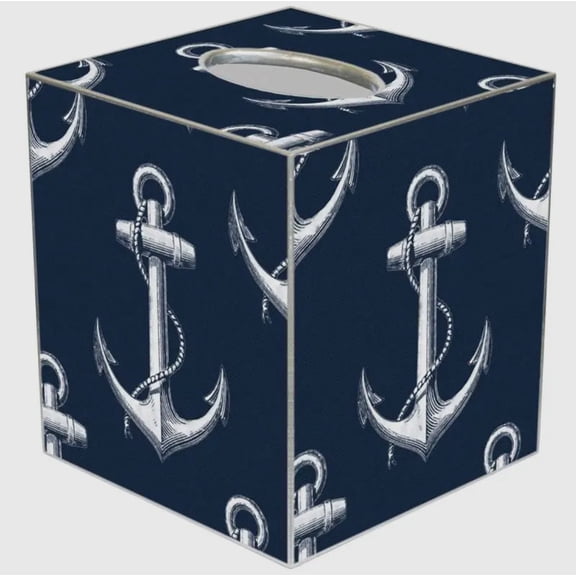 Marye-Kelley Anchor Navy Tissue Box Cover