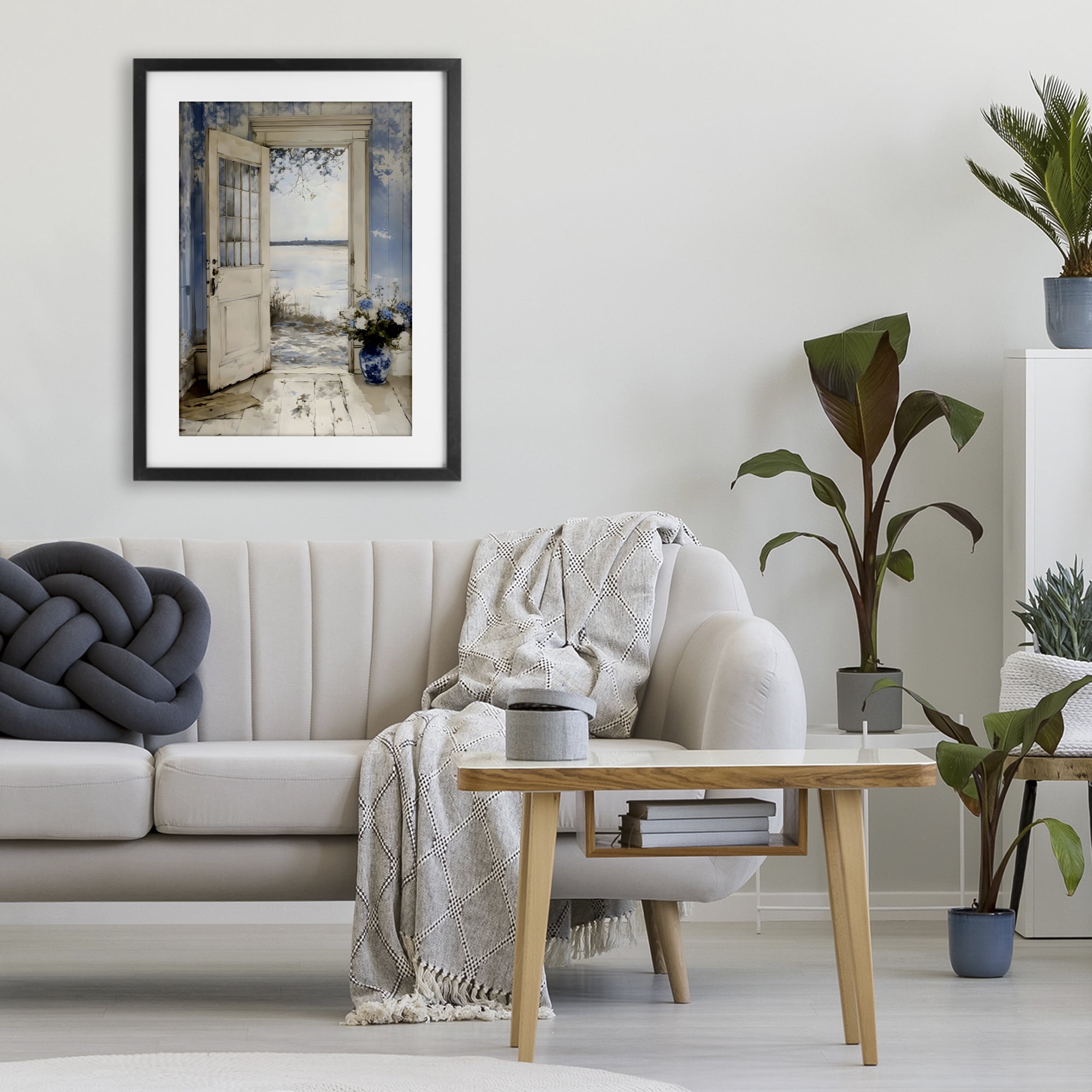 Stupell Industries Blue Country Cottage Doorway Black Framed Print Under Glass, design by LSR Design Studio