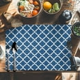 thumbnail image 6 of Steel Blue White Geometric Placemats Set of 8, Minimalist Morocco Pattern Table Mats Washable Heat-Resistant Non-Slip Place Mats for Kitchen Dinner Table Indoor Outdoor Decor,13x19 Inch, 6 of 9
