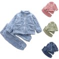 thumbnail image 4 of Toddler boys fleece pajama toddler two piece pajamas girls pajamas warm girls long sleeve pajamas Solid color girls' sleepwear toddler pajamas 18-24 Months Cute&nbsp;Boy Girl&nbsp;Clothing, 4 of 4