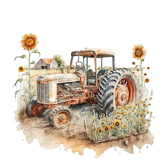 Pintura de diamante 5D DIY Taladro redondo completo Girasol Camión Decoración para el hogar (sz3681) FLhrweasw Nuevo