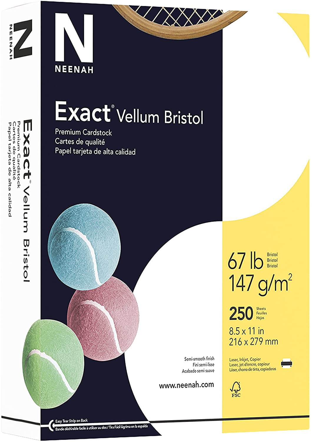 Neenah Exact Vellum Bristol Cardstock, 67 lb, 8.5 x 11 Inches, 250