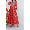 thumbnail image 3 of Kurti Anarkali Brodée Imprimée en Coton pour Femmes (Rouge et Orange), 3 of 5