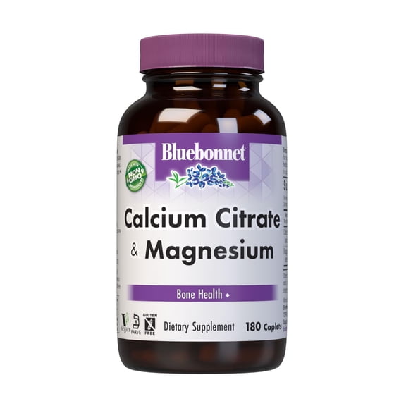 Bluebonnet Nutrition Calcium Plus Magnesium Caplets, 180 Count