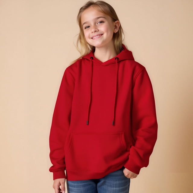 WENXIAOO Chandails à Capuchon pour Enfants Garçons Filles Chandail à Manches Longues à Enfiler Haut Chandails à Capuchon Rouges Vêtements d'Hiver pour Enfants Vêtements Garçon Tout-Petit 4T