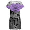 thumbnail image 3 of Purple Rose Floral Flowers Sundress Short Sleeve Dress Summer Women Clothes Dress for Women Dresses, 3 of 7