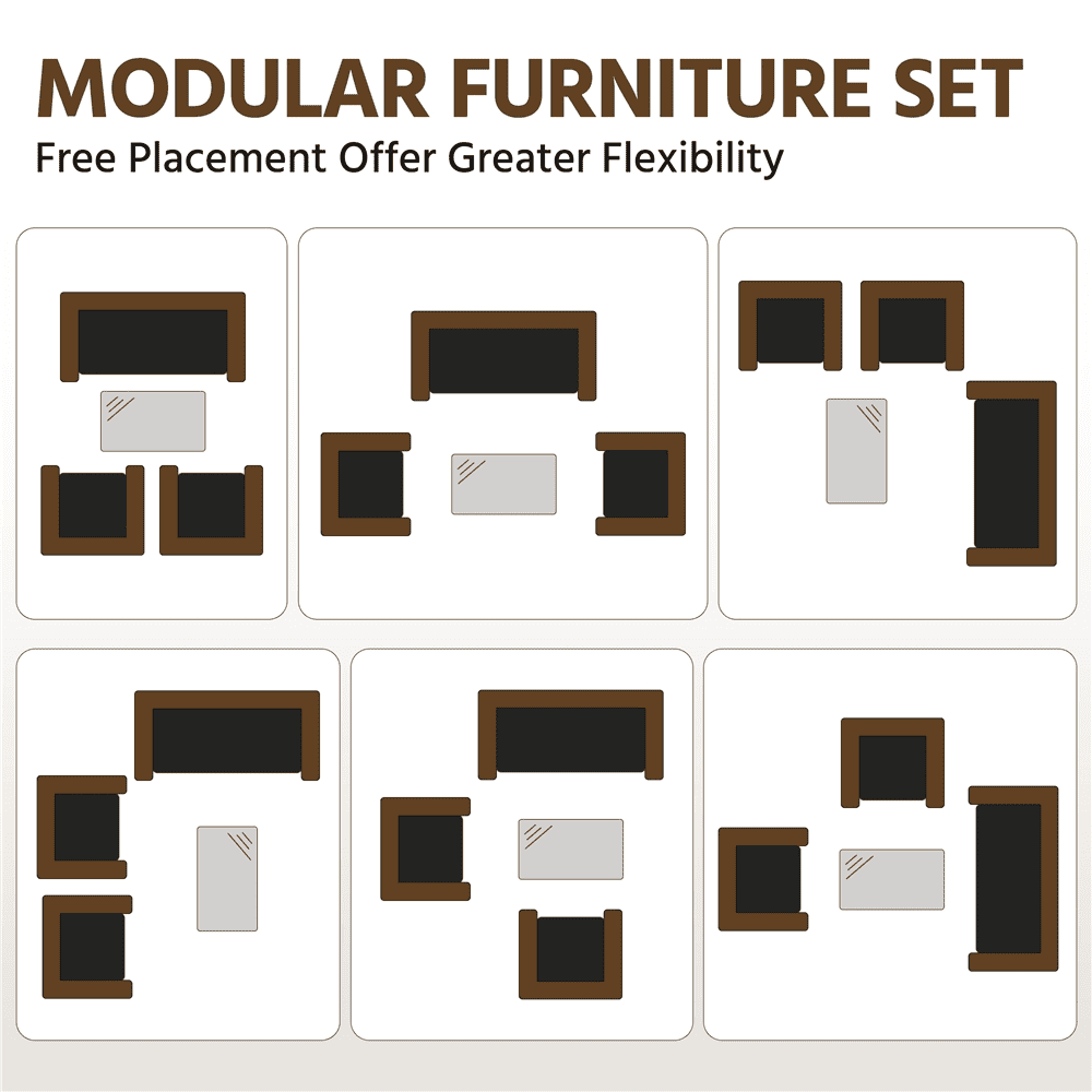 Renwick 4-Piece Outdoor Reception Set with Sofas and Coffee Table, Black/Gray