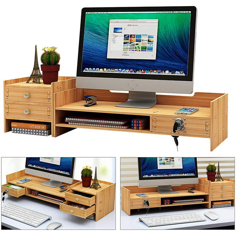 Oakywood Desk Shelf, Dual Monitor Stand Wood, Home Office, Desk Accessories  Organizer, Office Storage and Organization, Gift for Him 