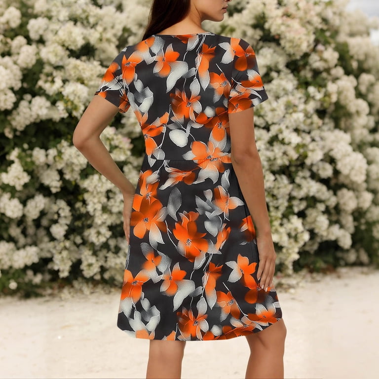 black and orange floral dress - Long Sleeve Dress - Mini Dress finishing at a midi hem " Candace " Floral Maxi