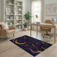 thumbnail image 2 of ODIKA 4'x6' Washable Area Rug Stain Resistant, Low Pile, Easy Care Purple Gold Celestial Butterfly Foliage Design Elegant Night Sky Motif with Golden for Dorm Room, Small Living, 2 of 7